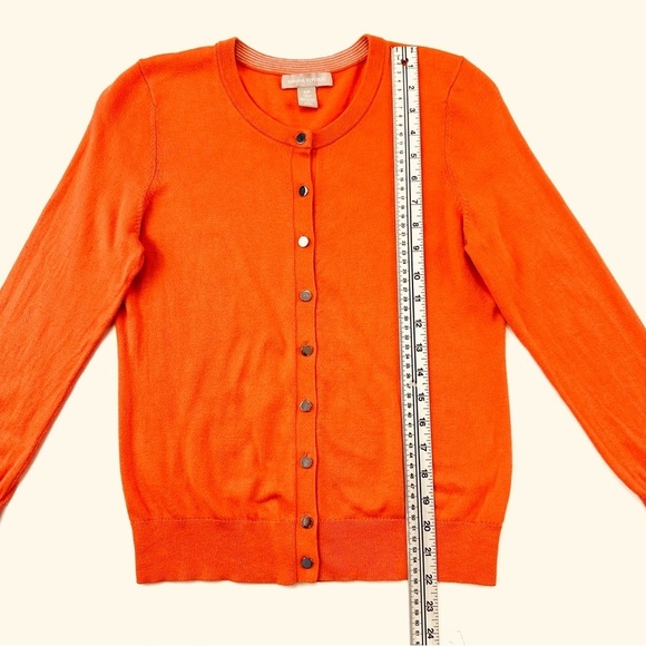 Banana Republic orange round neck silk blend lightweight women Cardigan Small - Picture 3 of 9